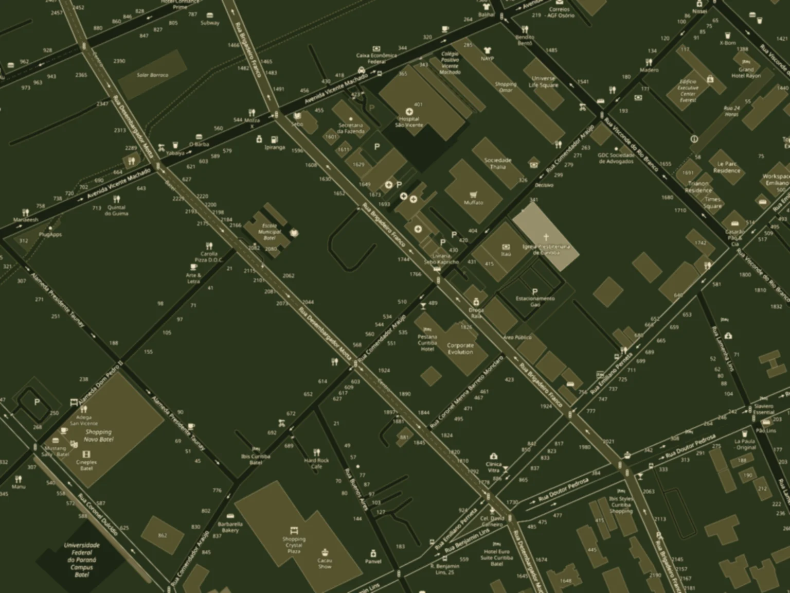 Mapa do entorno da Rua Comendador Araújo, 510, em Curitiba